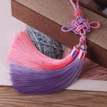 Chinese Knot Ice Silk Tassel for DIY Jewelry, Curtain Sewing, Car Key Pendant, 1PC Pink Snow Cyan