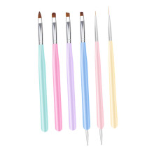 6pcs Dual Tip Nail Art Pens for Precision Detailing and DIY Acrylic Manicure with Wood Handle