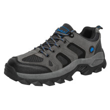 Men's Waterproof Trekking Shoes Leather Hiking Sneakers Breathable Outdoor Sports Footwear Gray UK 10