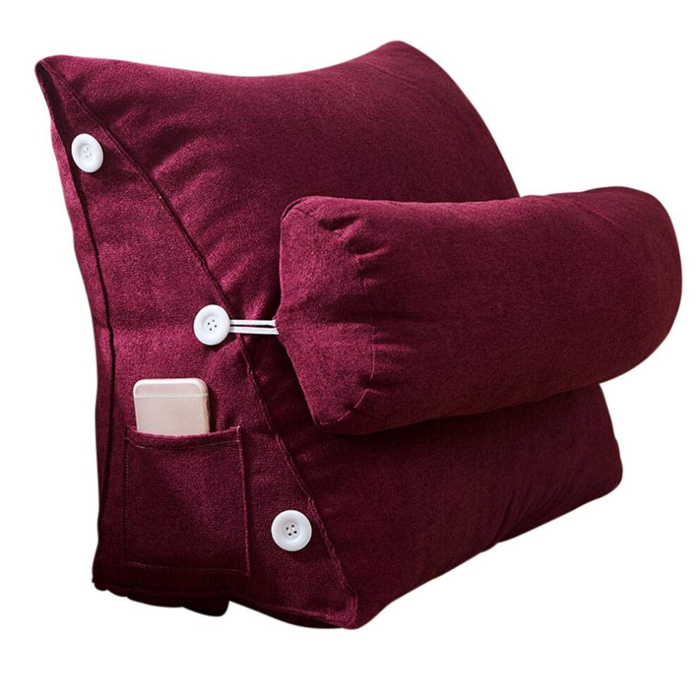 Wedge Pillow Triangle Cushion with Velvet Cover Adjustable Back Support for Reading Sofa Chair Neck Rest 45x25x50cm