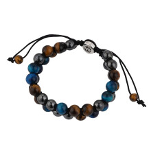 Bracelet de pierres de guérison à taille ajustable pour hommes et femmes, bracelet énergétique d'ancrage en cristal avec perles de lave en œil