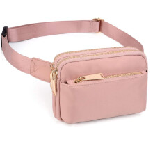 Allsidig crossbody-mageveske, justerbar hofteveske, vanntett belteveske, stor kapasitet for daglig bruk (rosa)
