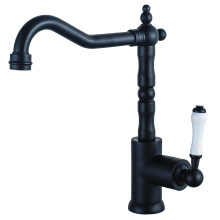 Commercial Kitchen Faucet, Drip Free Ceramic Disc Cartridge Single Lever Design Faucet Mixer Tap One Hole Wet Bar Sink Faucet Black