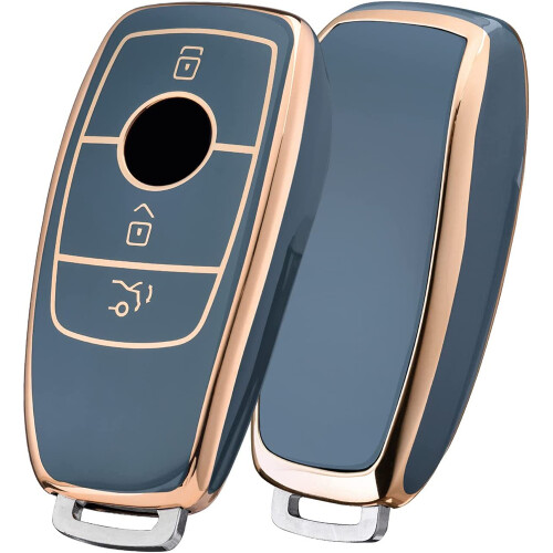 Κάλυμμα κλειδιού Mercedes, υλικό TPU Golden Edge Grey, προσφέρει προστασία από πτώσεις και