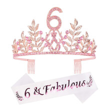 Kroon waarmee je je tijdens feestjes als een koningin voelt, verjaardagssjerp met folieletters, 6e verjaardagsdecoratie voor een meisje, roségouden