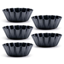 Juego de moldes para tartaletas para postres individuales, negro, 8 piezas de acero al carbono con revestimiento antiadherente, moldes reutilizables