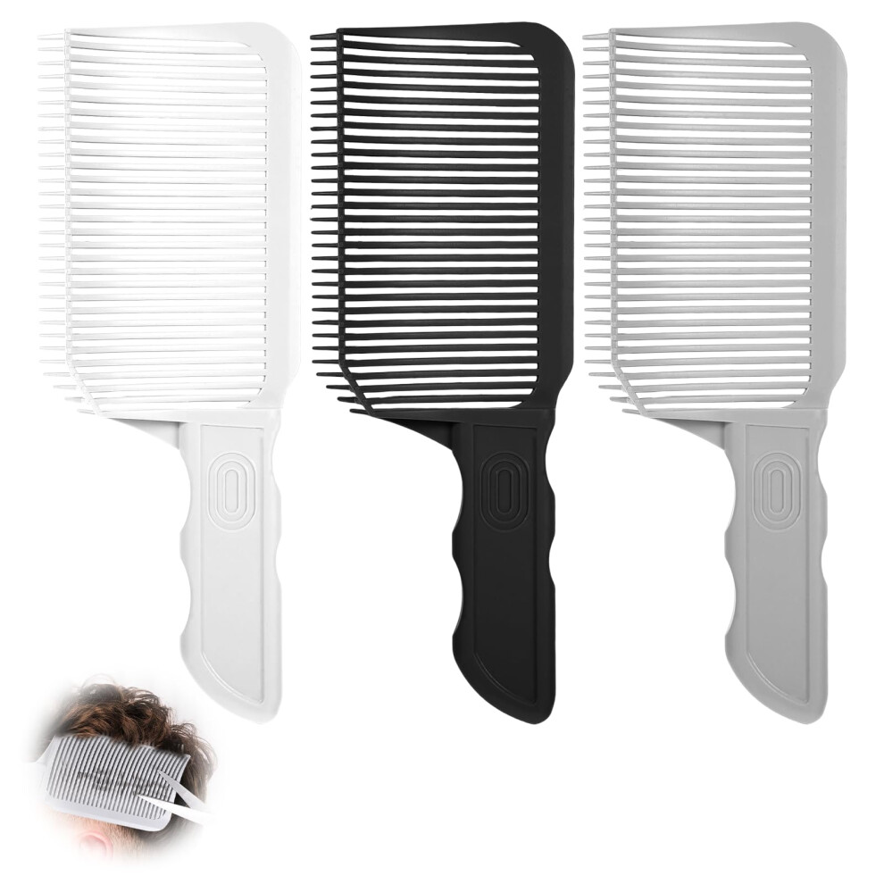 Unisex White/Black/Gray Barber Fade Comb Set 3Pcs With Antistatic Design For Precise Blending And Diy Home Haircuts