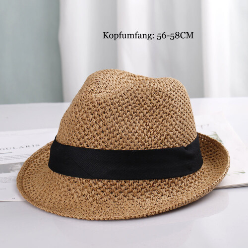 Ψάθινο καπέλο Fedora για άνδρες και γυναίκες, κλασικό καπέλο Παναμά με αναπνεύσιμη 1