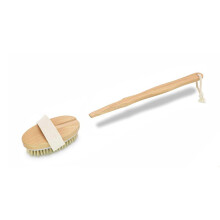 Natuurkleurige houten rugmassageloofah met afneembaar handvat, massief hardhouten lange schoenlepel voor het reinigen van moeilijk bereikbare plekken