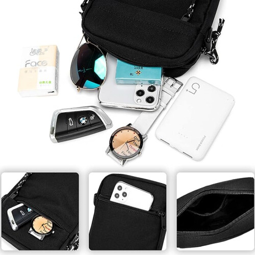 Τσάντα Crossbody για άνδρες και γυναίκες, Πολλαπλών θέσεων με ρυθμιζόμενο ιμάντα, 2