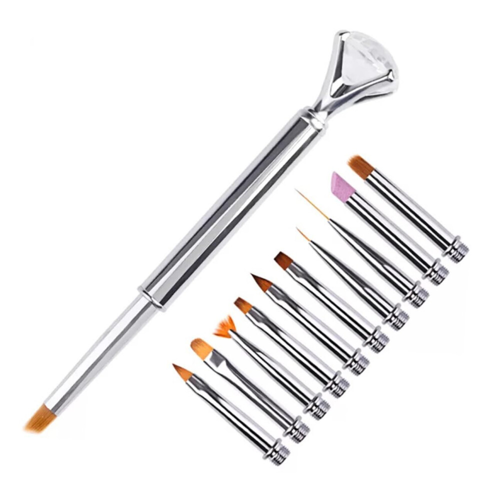 Nail Art Brush Set 10pcs Professional Brushes for Gel Polish and Acrylic Manicure Pedicure