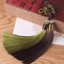 Chinese Knot Ice Silk Tassel Set for DIY Jewelry, Curtain, Bag, Car Pendant Craft, Pink Snow Cyan, 1PC Brown Green