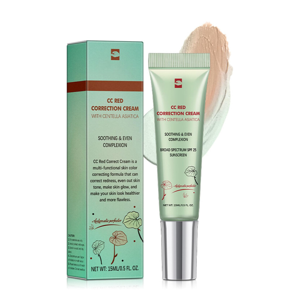 Green CC Cream SPF 25 Color Correcting Foundation for Redness Full Coverage Hydrating Finish
