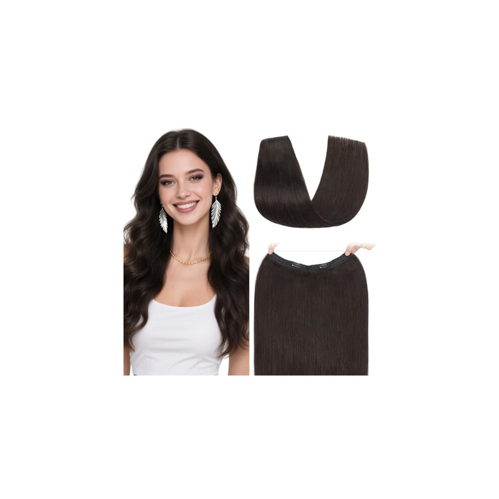 Unisex Black Invisible Wire Human Hair Extensions Natural 13In Remy Hair With Clips For Instant Volume