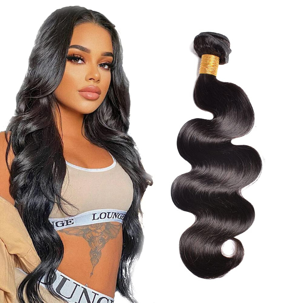 Unisex Black 18 Inch Brazilian Body Wave Human Hair Bundle Natural Remy Weave Double Weft