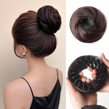 Messy Bun Hair Piece Dark Brown Clip In Chignon Bun Extension Heat Resistant Instant Volume Boost