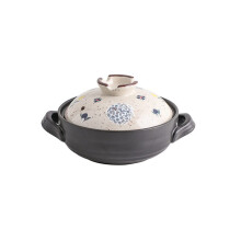 Ceramic Casserole Dish with Lid 1.5 L Round Floral Pattern for Home Kitchen Heat Retention