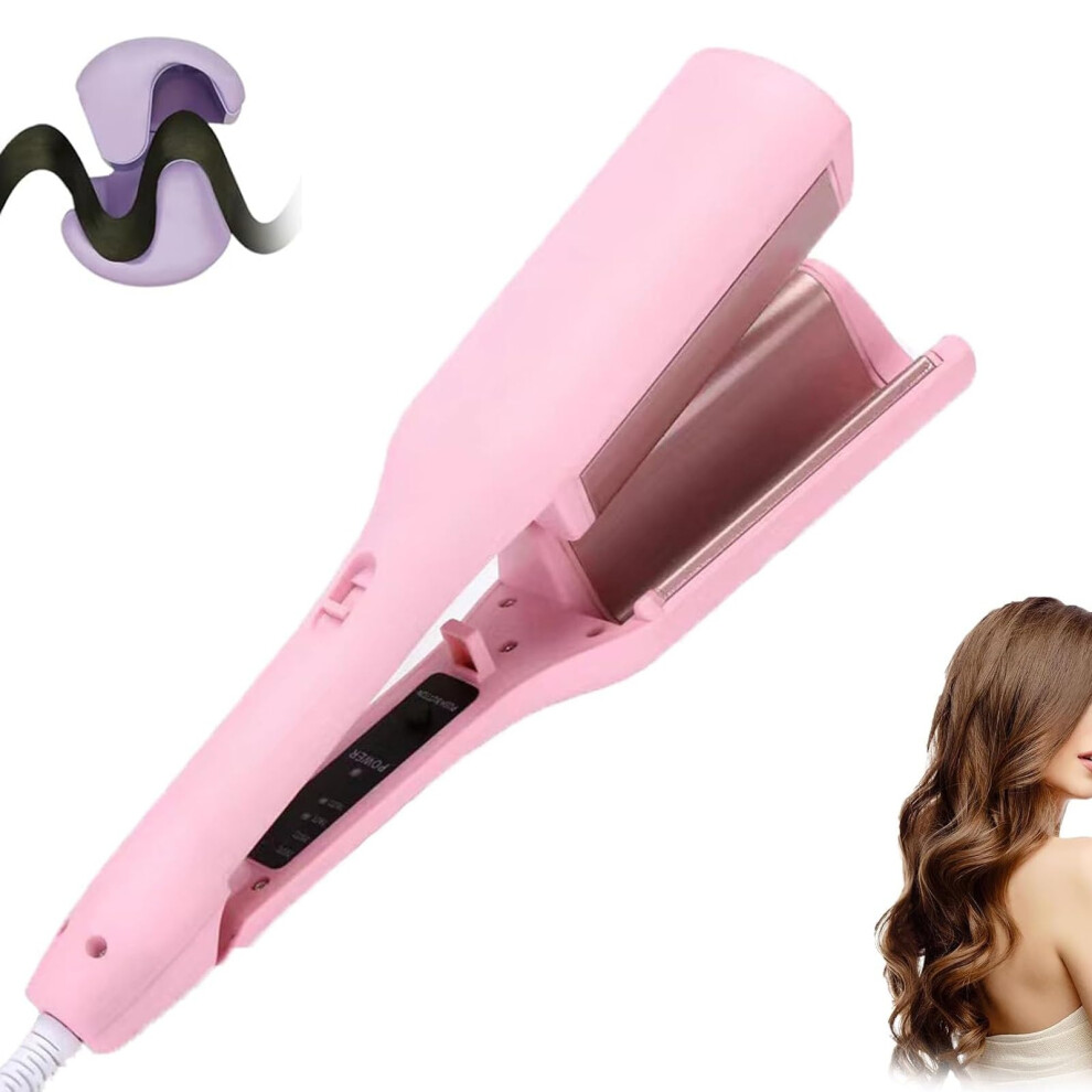 Curling Iron with Fast Heating, Frizz Reduction and Adjustable Heat for All Hair Types, Pink