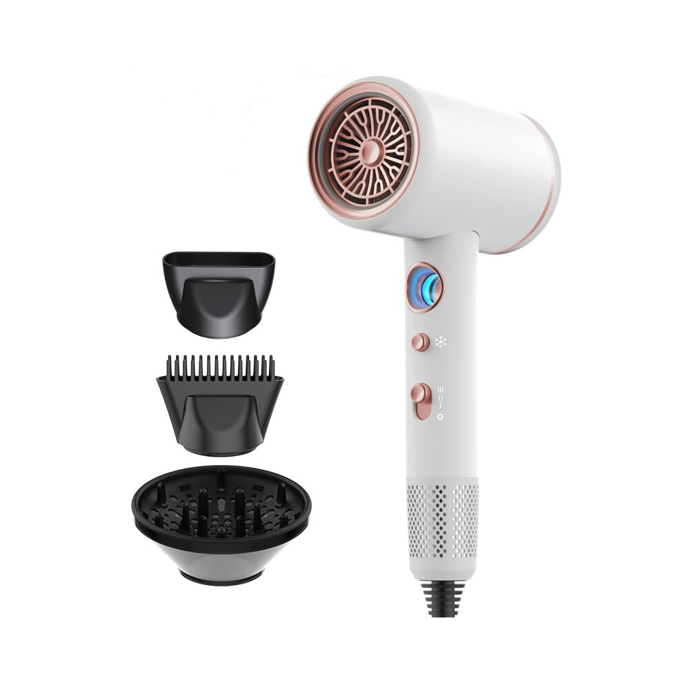 White Professional Ionic Hair Dryer 1875W With Diffuser For Fast Drying Frizz Reduction Salon Home Use