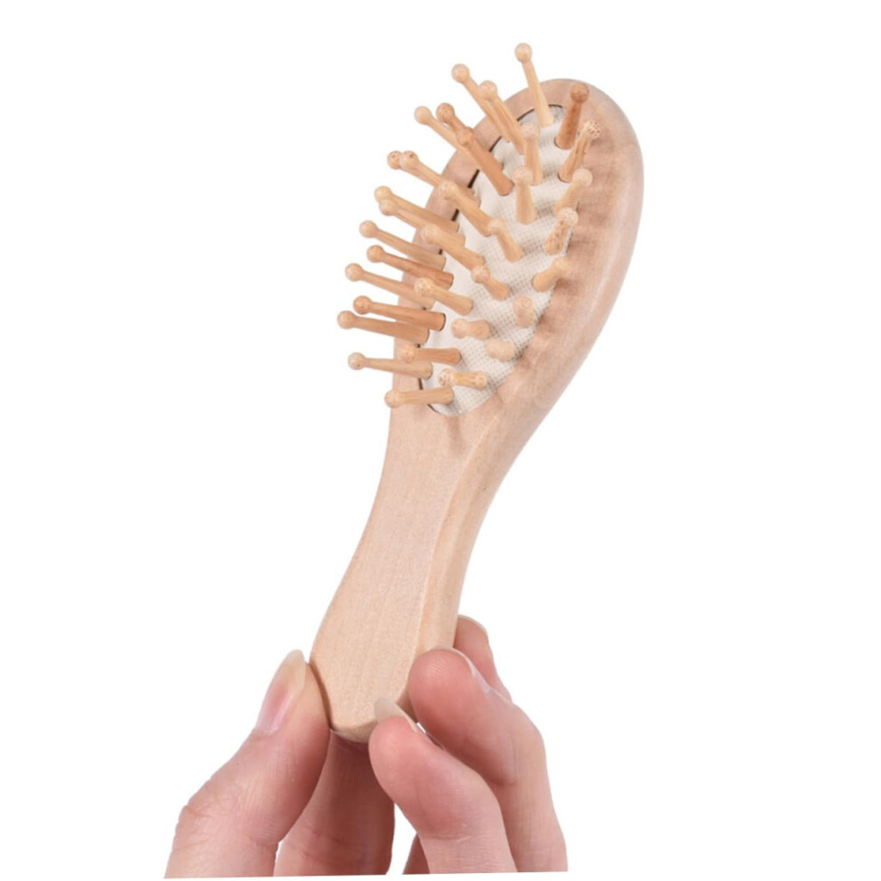 2pcs Wooden Hair Brush and Detangling Comb for Curly Hair Pain Cushion Scalp Massage