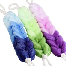 3 stykker lang svamp flettet mesh nylon svamp badestang Lang hængende svamp børste Badeblomst skrubbe hud