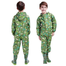 Waterproof Clothing for Boys and Girls, Hooded Rain Suit, Children's One-Piece Rain Jacket/Poncho