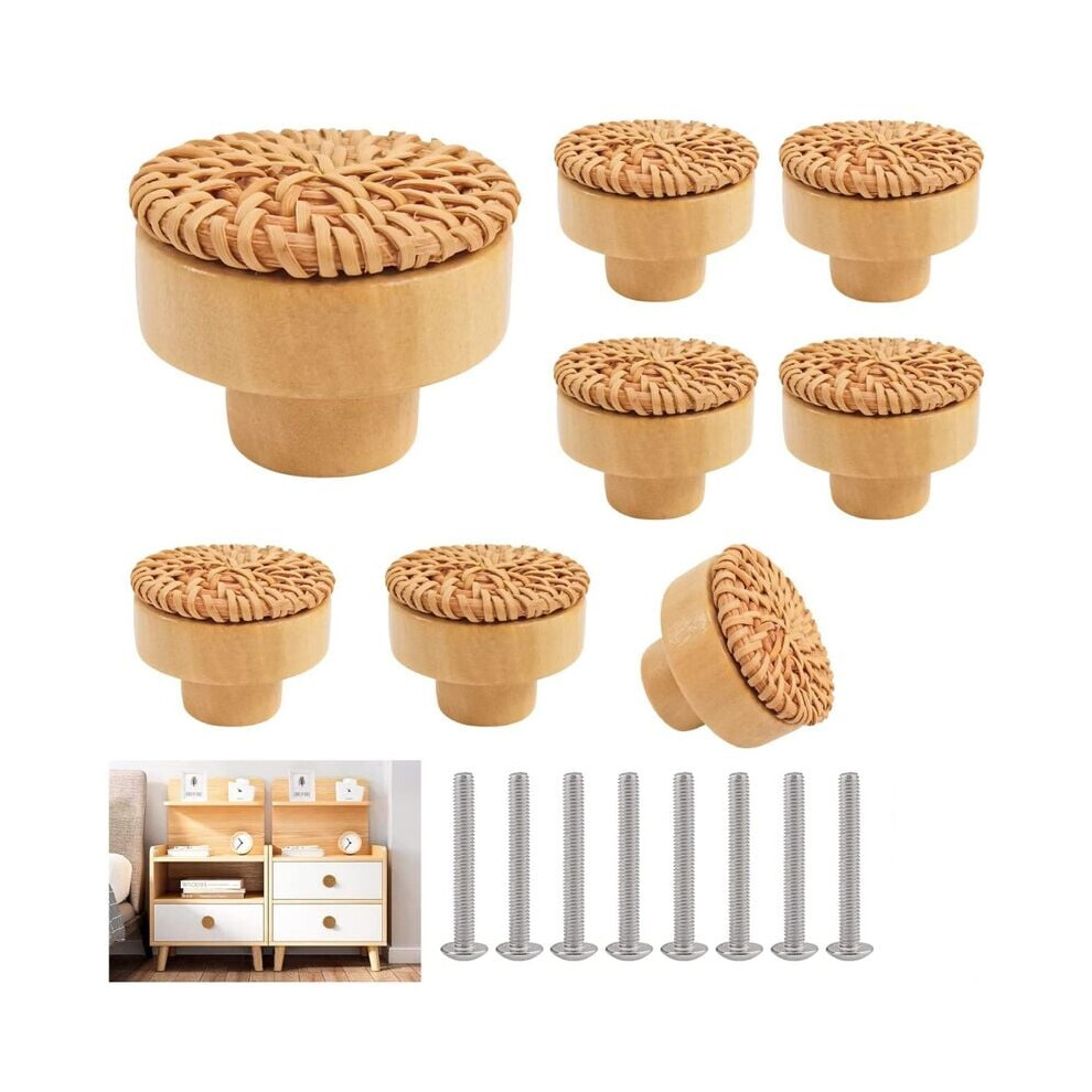 Bohemian Style Decorative Cabinet Knobs, Boho Knobs Hand-Woven Rattan Drawer Knobs For Farmhouse Style Cabinets Dressers Drawers 9448196974018