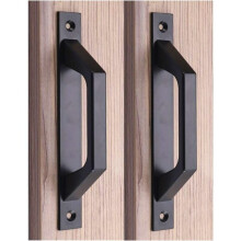 PoignĂ©e de porte coulissante de grange rĂ©sistante Ă la rouille, finition noire mate anti-traces de doigts, en acier au carbone, facile Ă