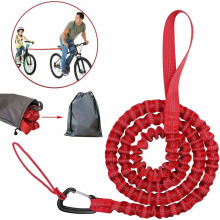 Strečový popruh pro bezproblémovou cyklistiku, tlumící elastické bungee vodítko pro bezpečná rodinná dobrodružství, červené,