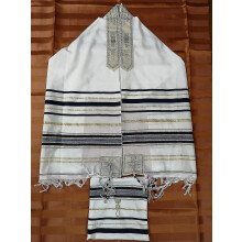 Seál Urnaí Tallit le Tasail don Chreideamh Naofa Seál Urnaí Tallit Kosher Traidisiúnta Bog agus Marthanach le Maisiúchán Réalta Sé Phointe