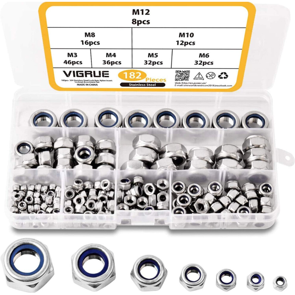 Corrosion-Resistant Locknuts Assortment Kit, Vibration Reduction And Anti-Loosening Features, Industrial Construction Fasteners Ideal For Machinery, 9004841083087