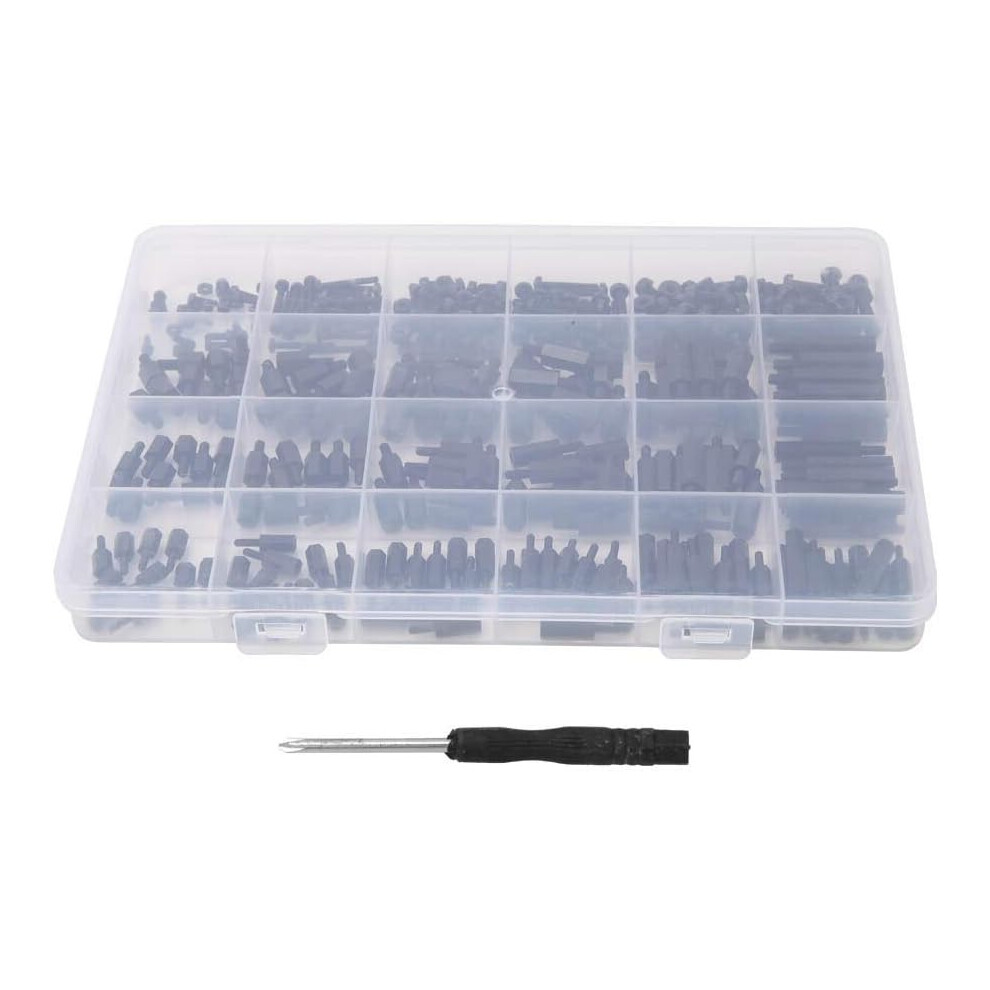 Hex Spacer Standoffs Non Magnetic Thermal Insulation For Wide Industrial Applications, 360Pcs Black High Quality Nylon Screws Nuts Assortment Kit 9433291240052