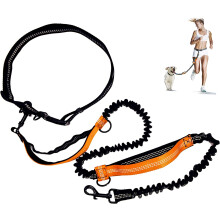 Guia para cães com faixas refletoras costuradas, mãos livres, elástico duplo, absorção de impacto para corrida, caminhada e trilhas, elástica,