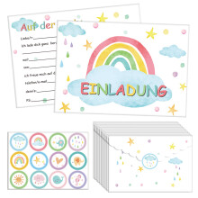Durable And Smudge-Proof, Perfect Party Supply, Colorful Pastel Party Invite Cards, Vibrant Colors And Bohemian Watercolor Style, 12 Count