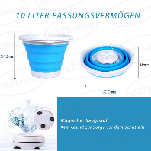 Durable Silicone Portable Washer with Ultrasonic Cleaning, Space Saving through Foldable Design (USB Powered) 1