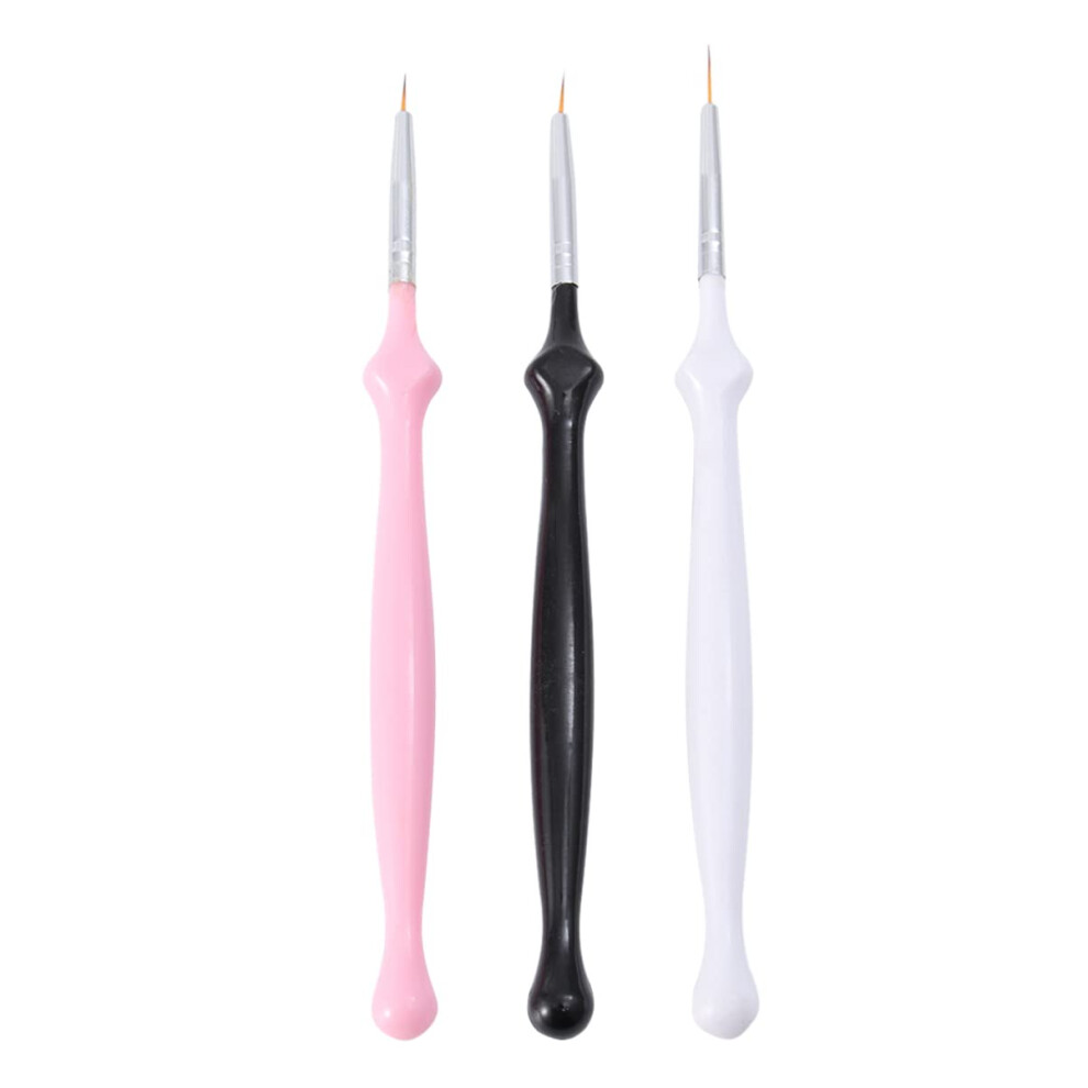 Nail Art Liner Brush Set 3pcs Fine Tip Detailing Pen for Precise Thin Lines Manicure