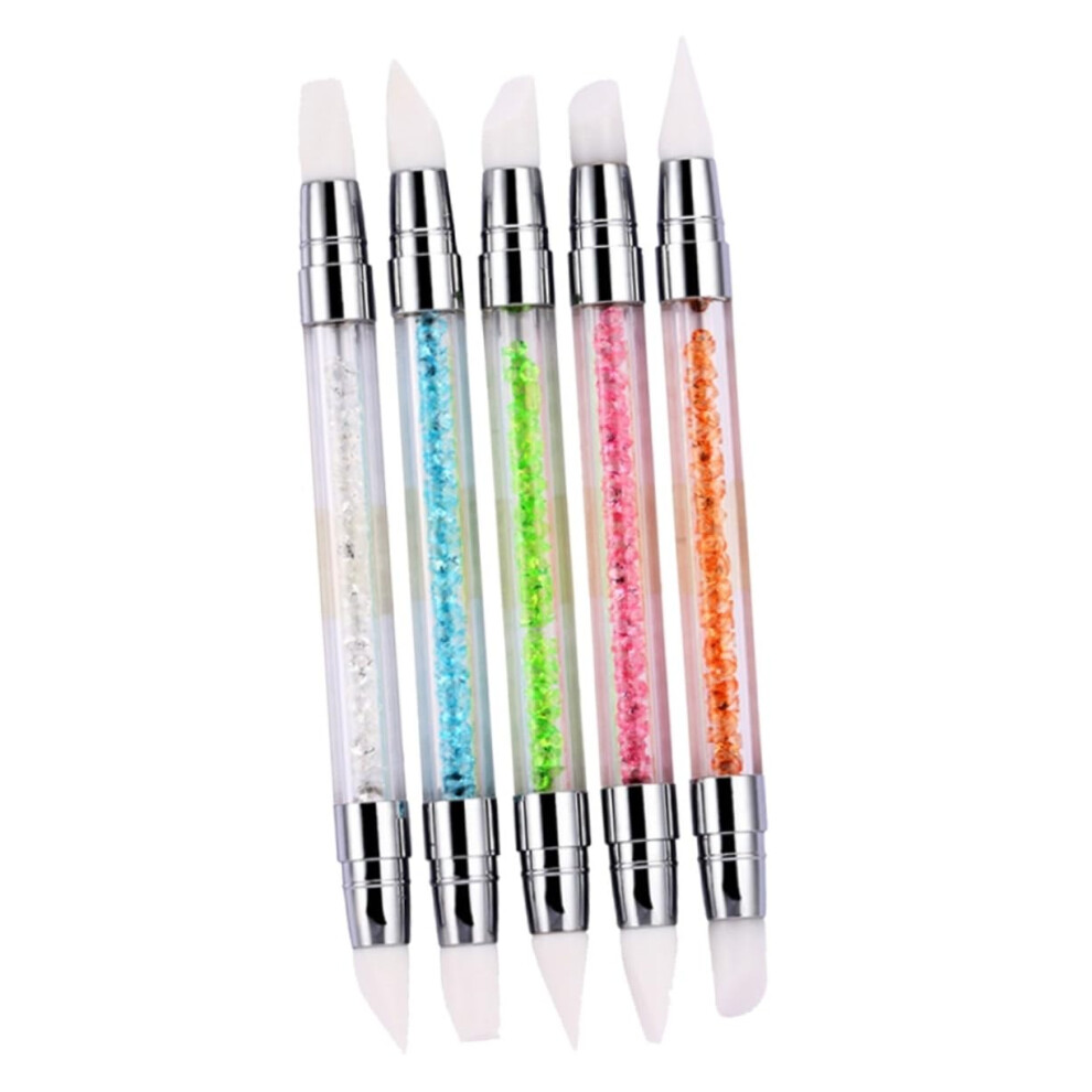 5pcs Silicone Nail Art Pen with Precise Tips and DualHead Brush for Rhinestones