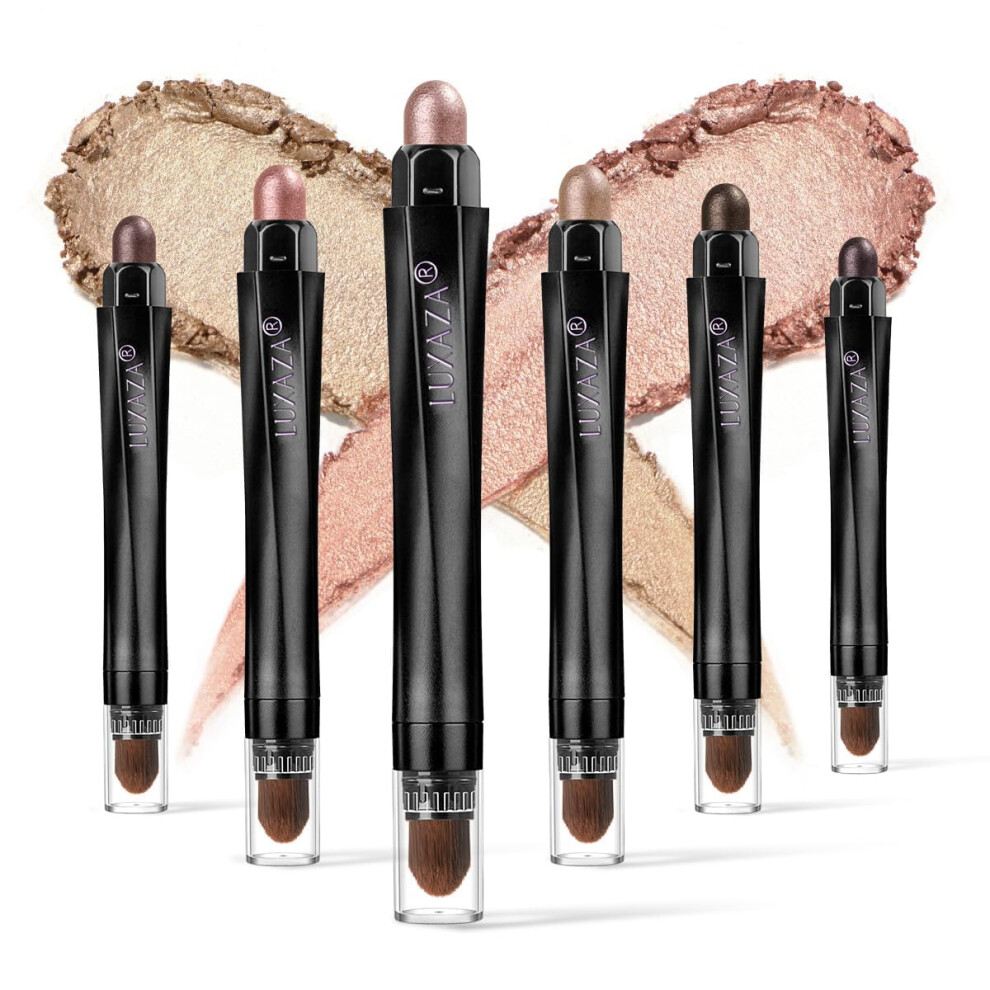 Cream 6Pcs Eyeshadow Stick Set, Waterproof Longlasting Eyeshadow Pencil With Shimmer Finish