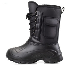 Men's Waterproof Snow Boots Winter Warm Fur Lined Anti Slip Hiking Outdoor Ankle Shoes Black 9.5 UK