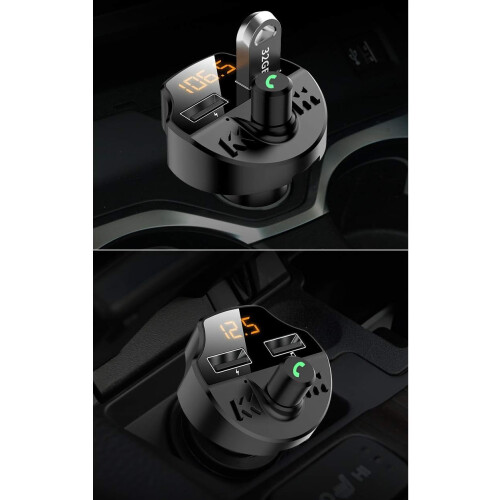 Bluetooth FM Transmitter Bluetooth 5.0 Car Adapter Dual USB Fast Charger Hands Calling TF Card 2