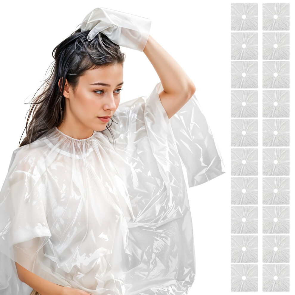 20pcs Disposable Salon Cape Waterproof Full Coverage PE Hair Dye Capes 100x100cm for Home and Stylist