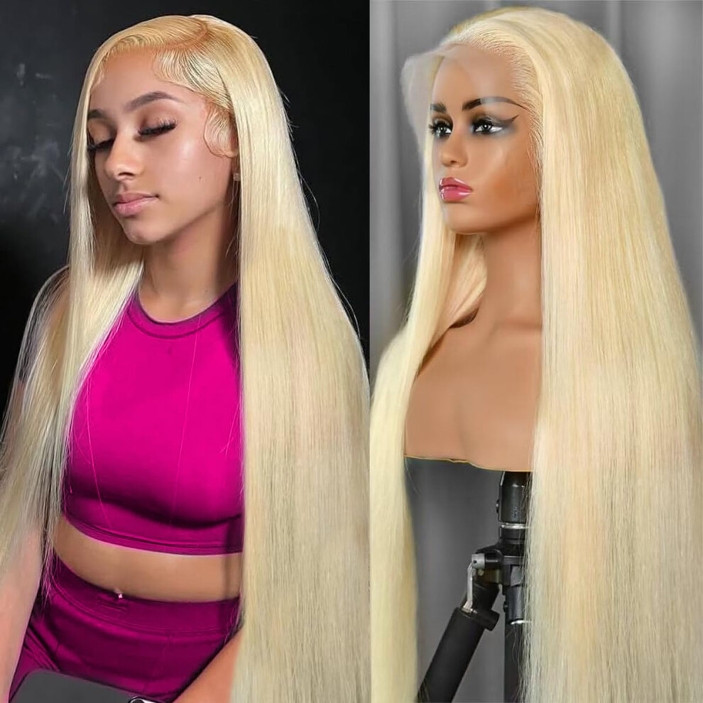 Unisex 24 Inch 613 Blonde Lace Front Wig Human Hair 13X6 Hd Transparent Lace Natural Hairline Pre Plucked