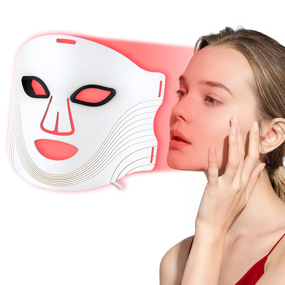 Light/White Led Facial Mask With 3 Colors And Adjustable Intensity, Rechargeable Skin Care Therapy