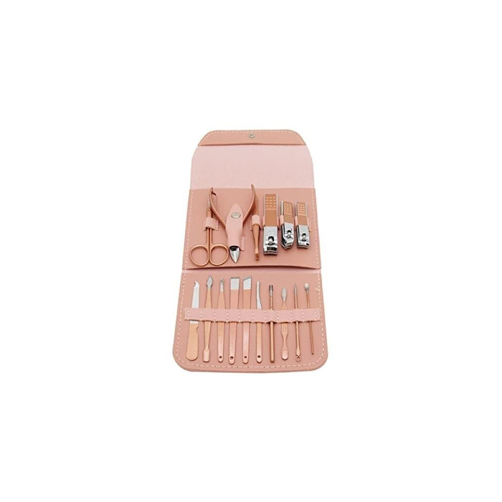Professional Stainless Steel Nail Clipper Set, 16Piece Manicure and Pedicure Kit with Travel Case