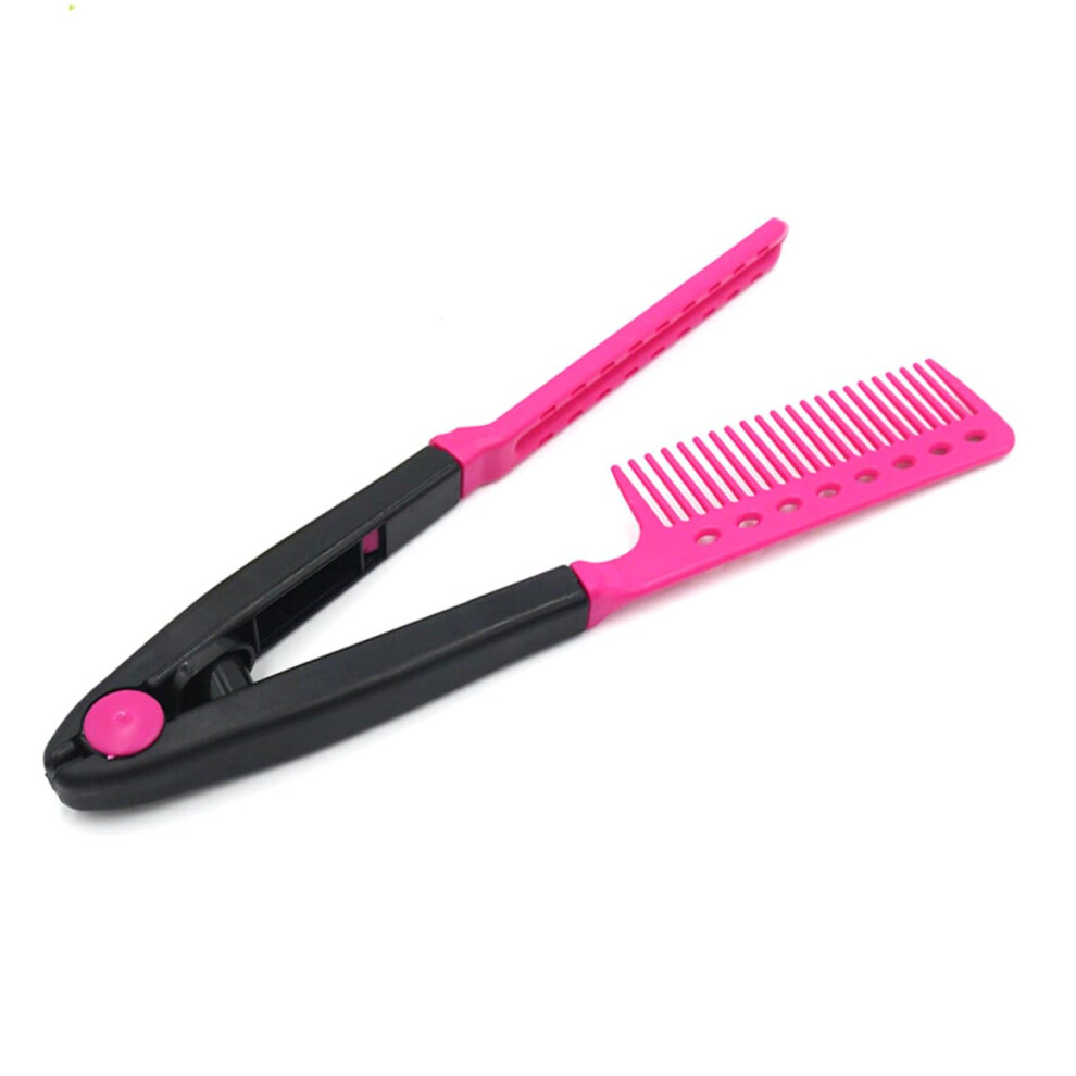 Unisex V Shape Foldable Hair Straightening Comb With Gentle Detangling Bristles, Travel Ready