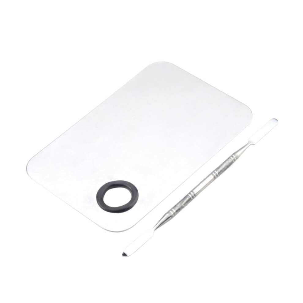 Stainless Steel Makeup Mixing Palette with Spatula for Professional Cosmetic and Nail Use