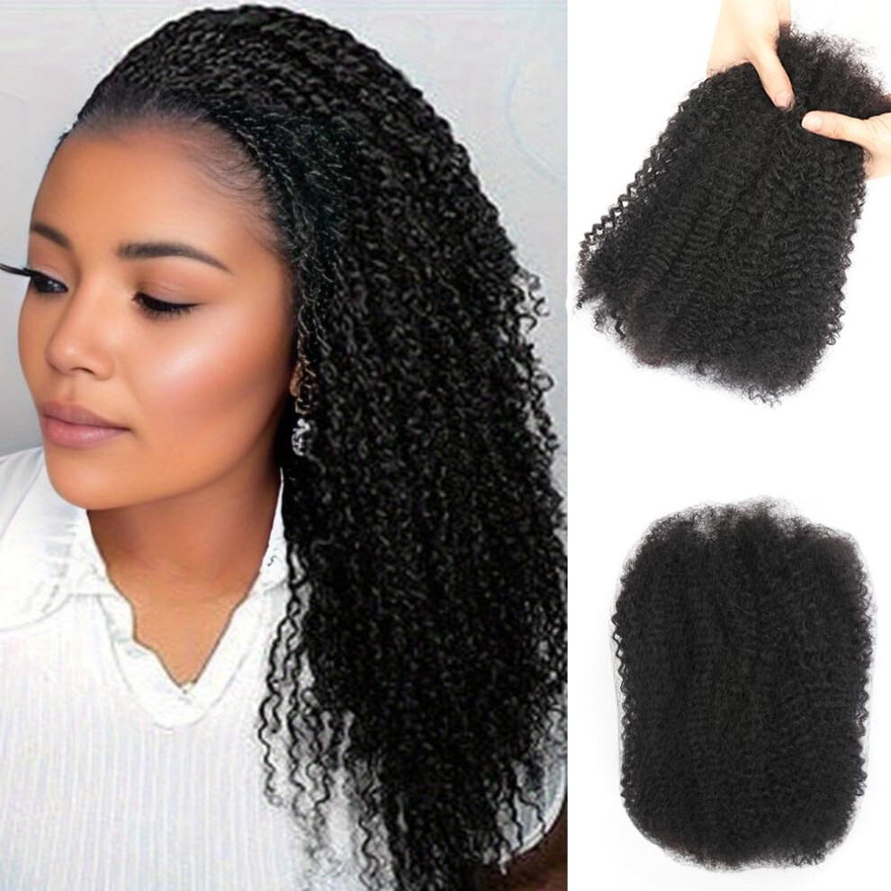 Unisex Black Afro Kinky Human Hair Extensions 4C Bulk For Braiding Locs Dreadlocks 20 Inch Natural 50G
