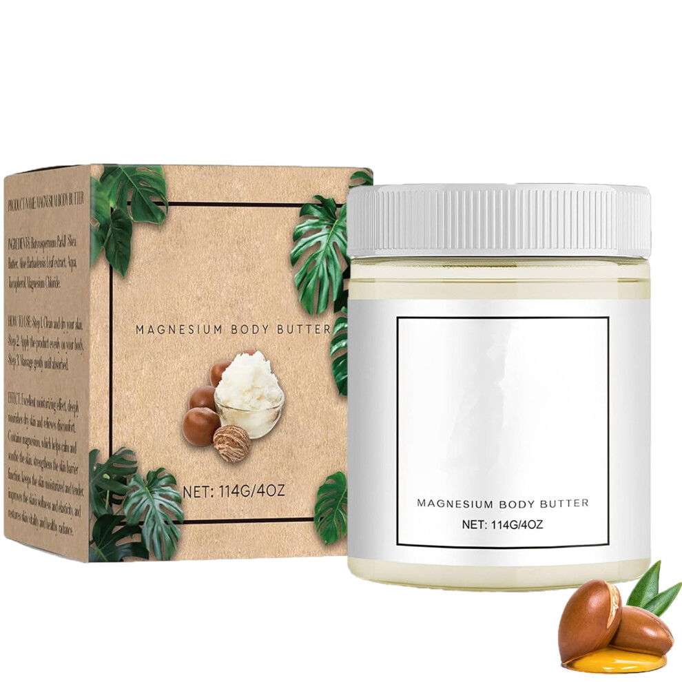 Cream Magnesium Body Butter With Shea Butter Moisturizer For Deep Hydration And Sensitive Dry Skin 4Oz