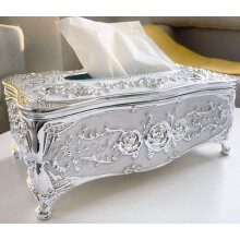 Elegant lommetørkleboksdeksel, luksuriøs europeisk stil med roseutskåret dekorativ lommetørkleholder, stilig og unik design for kontor, hjem,