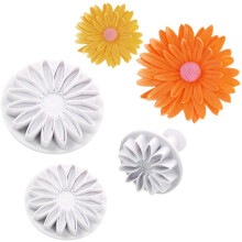 Conjunto de 3 moldes para flores de margarida e borboleta, ideais para decoração comestível e não comestível. Feitos de plástico leve e